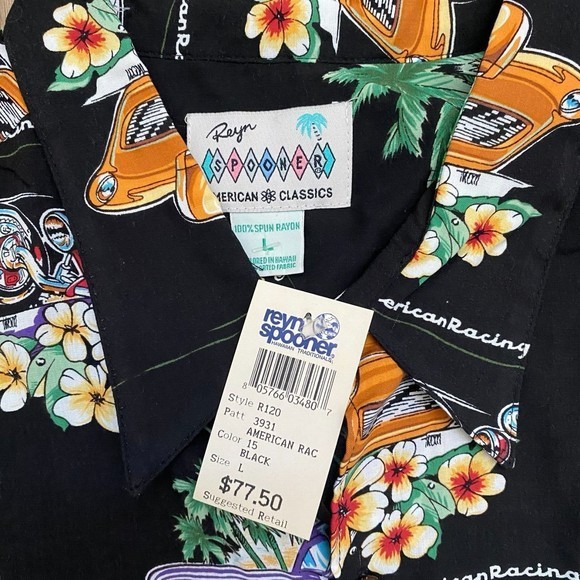 NWT Reyn Spooner - American Classics American Racing Hot Rod Race Cars Shirt - L - Picture 4 of 6